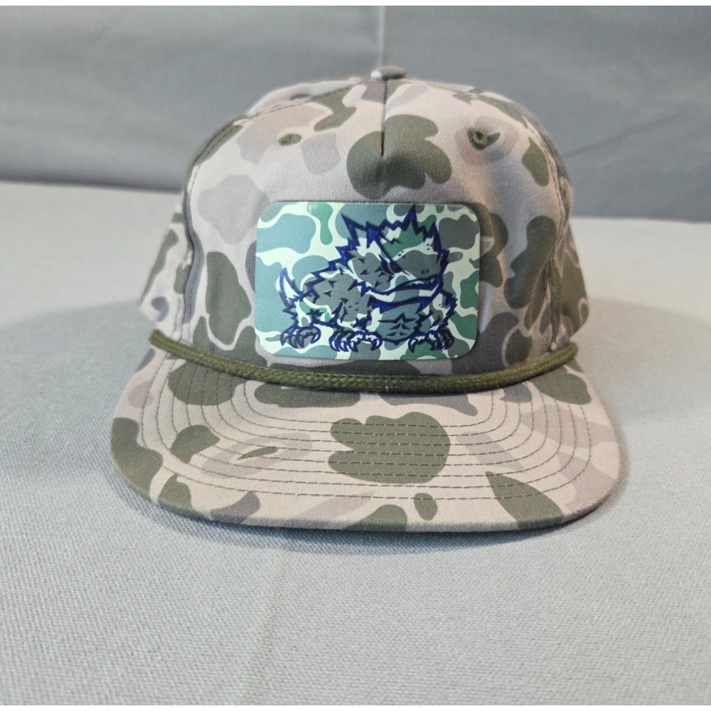 TCU Hat Mens Snap Back Richardson Green Camo Print Horned Frog NCAA Cap